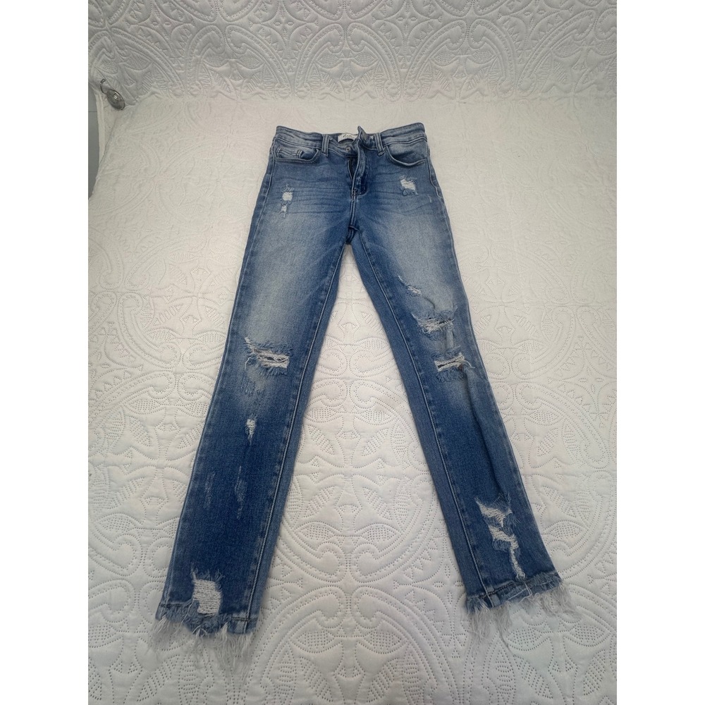 KanCan Signature Girls High Rise Slim Fit Distressed Ankle Skinny Jeans Size 14